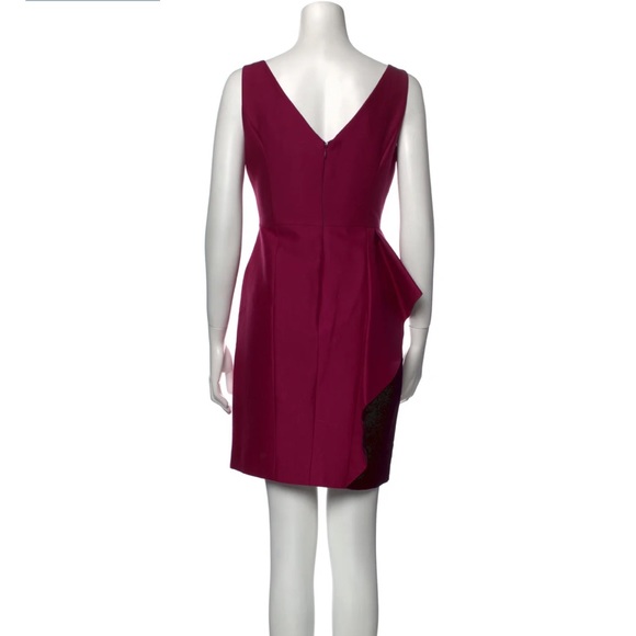 ♥️HALSTON| Magenta Burgundy Peplum Sheath Dress - sz 8 - Picture 6 of 8
